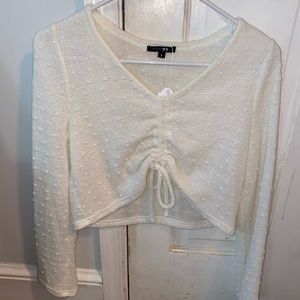 White scrunch sweater